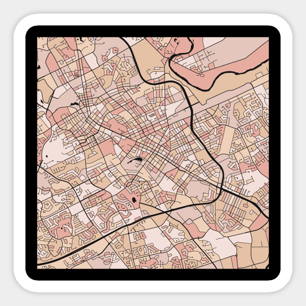 Kitchener Map Pattern in Soft Pink Pastels Sticker by PatternMaps